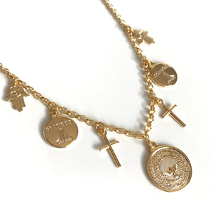 CROSS YOUR HEART Choker Necklace - Gold Filled